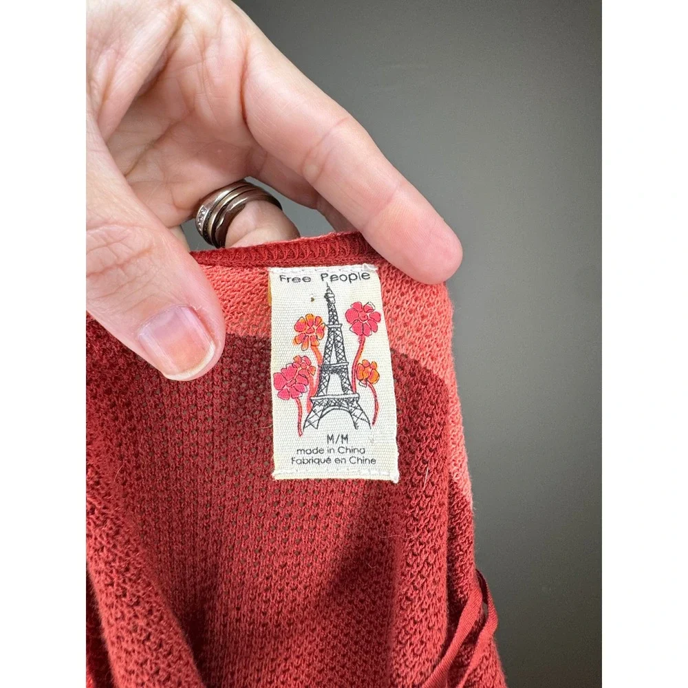 Free People Tunic Sweater Colorblock Pink Red Short Sleeve‎ M